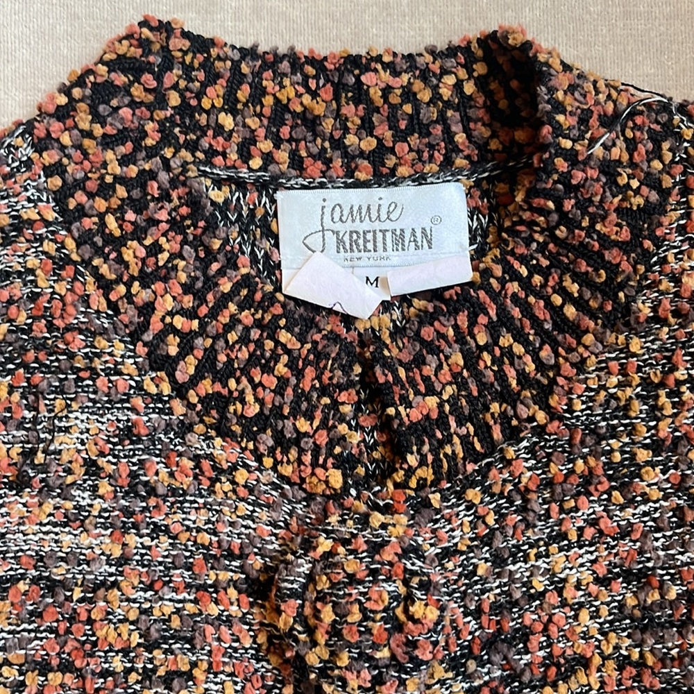 Jamie Kreitman New York Boucle Knit Cardigan Sweater Medium USA Tweed Fall - Picture 9 of 13